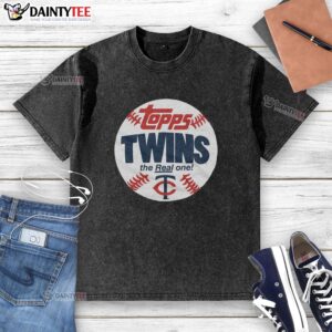 Awesome Minnesota Twins MLB X Topps The Real One washed t-shirt showcasing team logo and vintage style.