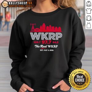 Official The Real WKRP Inaugural 2026 Skyline Sweatshirt featuring a stylish design and vibrant colors.