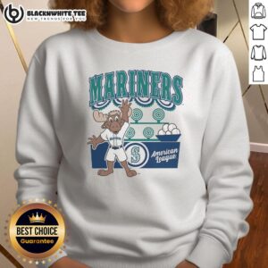 Pretty Mitchell & Ness cream Seattle Mariners Step Back Up sweatshirt, showcasing team's logo and stylish design.
