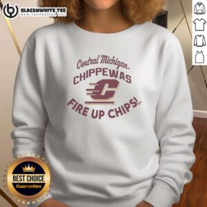 Top Central Michigan Chippewas Fire Up Chips sweatshirt in maroon, perfect for fans supporting their team.