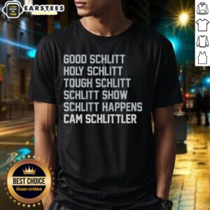 Hot Good Schlitt T-Shirt featuring 'Holy Schlitt' and 'Schlitt Happens' slogans, perfect for Schlitt fans and casual wear.