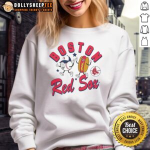 Toddler wearing a Mitchell & Ness Natural Boston Red Sox Snack Sweatshirt, showcasing team spirit and comfort.