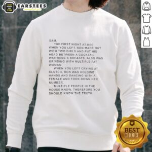Alt Text: Premium Jersey Shore sweatshirt featuring Sammi and Ronnie, inspired by their first night at bed scene.