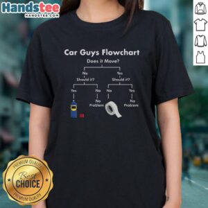 Premium Car Guys Fix Flow Ladies Tee featuring stylish automotive graphics for car enthusiasts and fashion lovers.