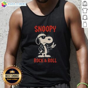 Alt Text: Premium Snoopy Rock and Roll cartoon tank top featuring Snoopy and Woodstock in a vibrant design. Perfect for fans!