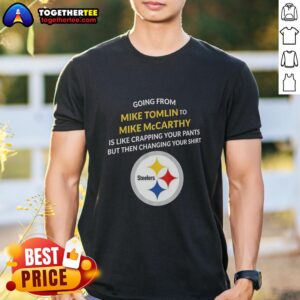 Pretty Pittsburgh Steelers T-shirt featuring Mike Tomlin and Mike McCarthy designs, perfect for fans and collectors.