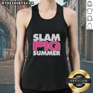 Awesome Slam Pig Summer Funny Quote Tank Top featuring a playful pig graphic and vibrant summer colors.