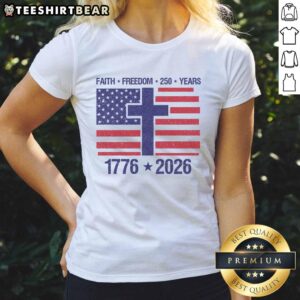 Good Faith Freedom 250 Years Anniversary Ladies Tee featuring a stylish design celebrating freedom and unity.
