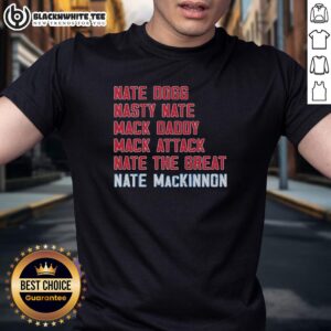 Alt Text: Top Nathan Mackinnon Mack List Colorado Avalanche T-Shirt featuring vibrant graphics and team colors.