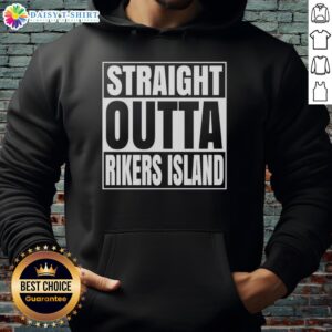 Alt Text: Premium Straight Outta Rikers Island United States Prison Hoodie in black, showcasing bold graphic design and urban style.