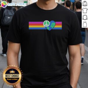 Good Rainbow Peace T-Shirt featuring Earth in a heart shape, promoting love and unity for a better world.