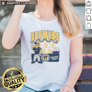 Awesome Mitchell & Ness cream Milwaukee Brewers step back up ladies tee, perfect for game day style.