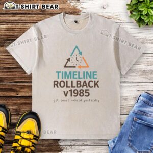 Original Timeline Rollback V1985 washed t-shirt featuring a vintage design, perfect for casual wear and retro enthusiasts.