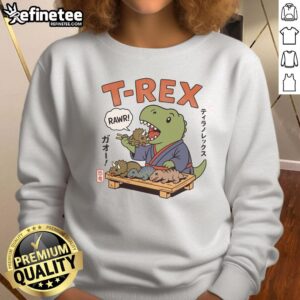Official cute T-Rex breakfast Japan sweatshirt featuring a playful dinosaur design, perfect for casual wear.