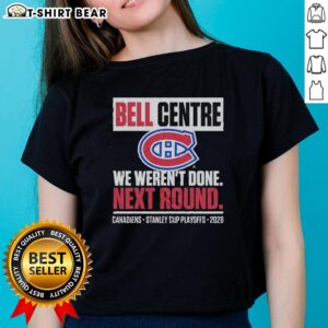 2026 Montreal Canadiens playoff ladies tee at Bell Centre, celebrating the team's journey to the next round.