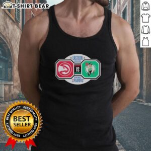 Alt Text: 2026 NBA Playoffs Eastern Conference Semifinals tank top featuring Atlanta Hawks vs Boston Celtics design.