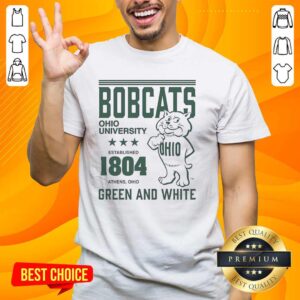 Premium Ohio Bobcats University Established 1804 vintage t-shirt featuring classic design and school colors.