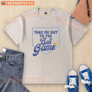 Top Take Me Out To The Ball Game Crown Icon Washed T-Shirt featuring a vintage baseball design, perfect for game day.