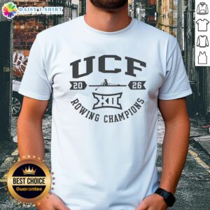 Funny UCF Knights Big 12 2026 Rowing Champions T-Shirt in white, perfect for sports fans and UCF alumni.