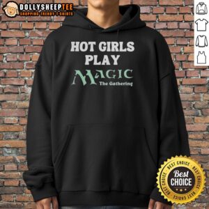 Nice hot girls play Magic: The Gathering in stylish hoodies at a gaming event, showcasing fun and friendship.