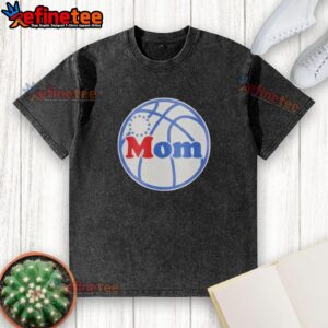Alt Text: Official Philadelphia 76ers Hoops Mom washed t-shirt featuring team logo and stylish design for basketball fans.