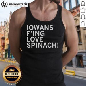 Alt Text: Original Iowans F Love Spinach Tank Top featuring a fun design celebrating Iowa and healthy living.