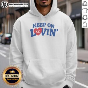 Vintage hoodie featuring 'Nice Keep On Kc Lovin' design, perfect for casual wear and showcasing retro style.