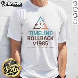 Stylish Pretty Timeline Rollback V1985 T-Shirt featuring retro design, perfect for vintage fashion enthusiasts.