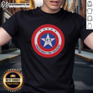 Good Signatures For Soldiers SFS Captain America Shield Retro T-Shirt featuring iconic superhero design and military tribute.