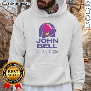 Official John Bell Up All Night Vintage Hoodie in black with logo, perfect for casual wear and vintage style enthusiasts.