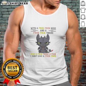 Alt Text: Awesome toothless dragon wearing a humorous 'Fck Fck' tank top, showcasing fun fantasy art.