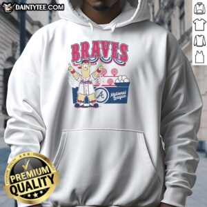 Alt Text: Awesome Mitchell & Ness Cream Atlanta Braves Step Back Up Hoodie featuring team logo and stylish design.