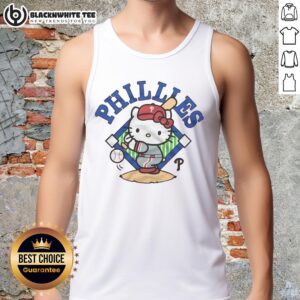 Alt Text: Nice Hello Kitty X Philadelphia Phillies swing tank top featuring a playful design, perfect for fans and summer wear.