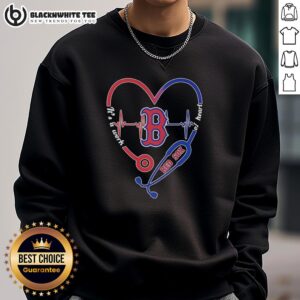 Boston Red Sox sweatshirt featuring a stethoscope and heartbeat design, perfect for fans and medical professionals alike.