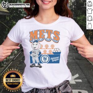 Alt Text: Pretty Mitchell & Ness cream New York Mets Step Back Up ladies tee, stylish and comfortable for Mets fans.