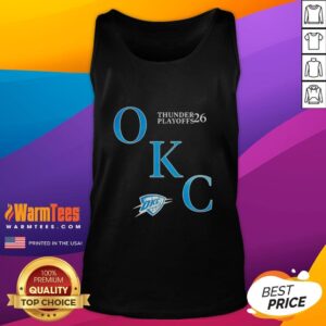 OKC Thunder NBA 2026 Playoffs tank top for fans, featuring bold graphics honoring the moment in basketball history.