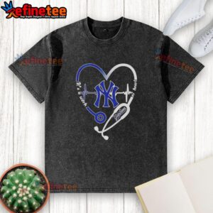 Official New York Yankees stethoscope heartbeat t-shirt, showcasing a stylish design for baseball fans and healthcare workers.