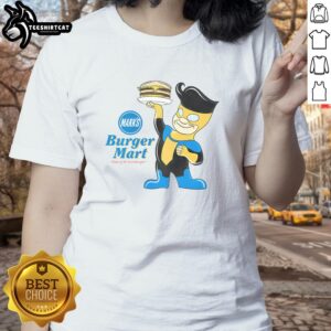 Official Marks Burger Mart Invincible Ladies Tee featuring a stylish design perfect for casual wear and burger lovers.