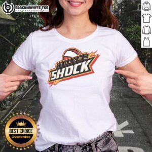 Top Tulsa Shock 10 Ladies Tee featuring vibrant team colors and logo, perfect for fans and casual wear.