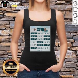 Good Philadelphia Eagles NFL 2026 season schedule tank top featuring all kickoff times and vibrant team colors.
