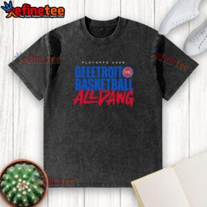Alt Text: Premium Detroit Pistons All Dawg NBA Playoffs 2026 washed t-shirt featuring team logo and vibrant graphics.