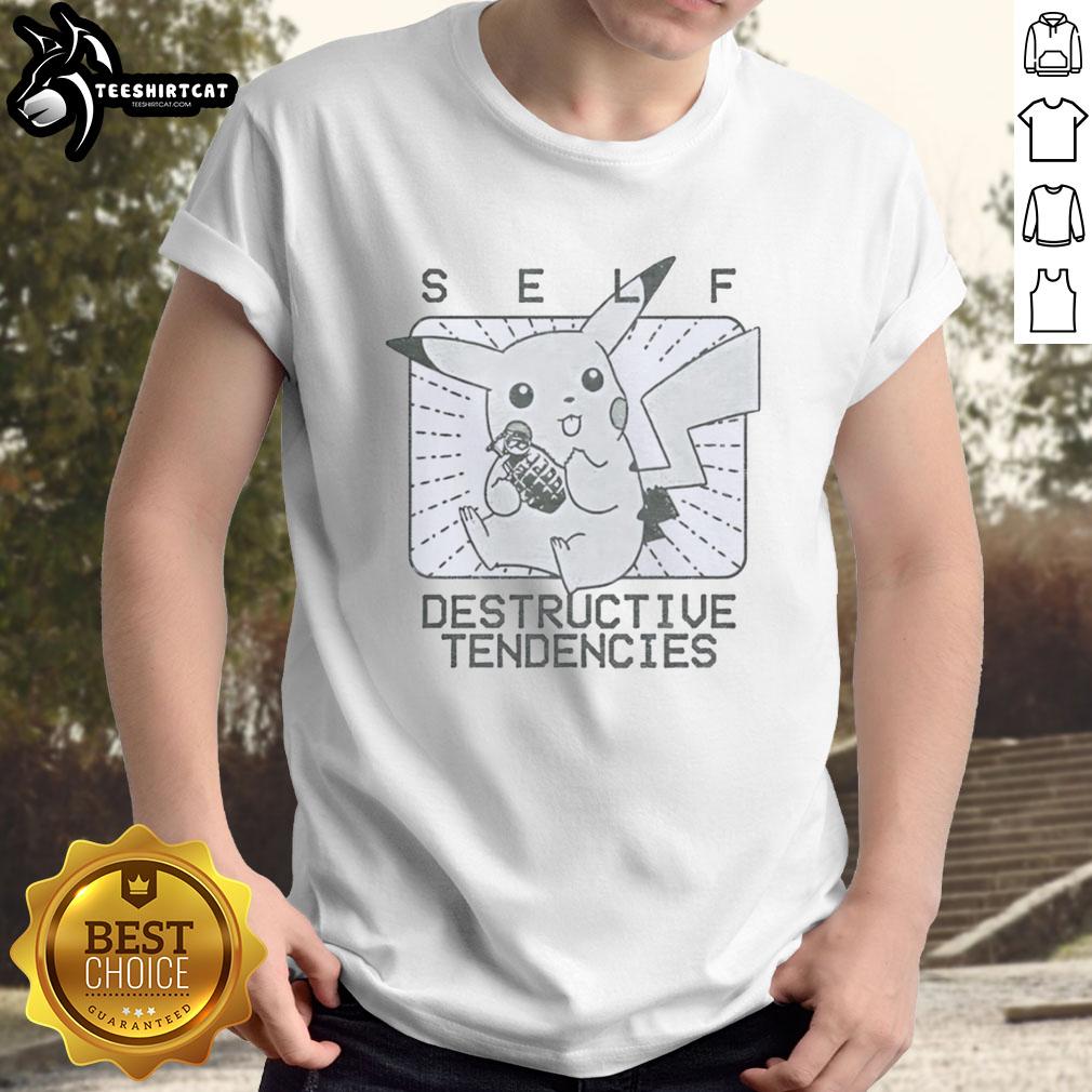funny-pikachu-self-destructive-tendencies-t-shirt-1 Funny Pikachu Self Destructive Tendencies T-Shirt featuring a playful Pikachu graphic with humorous text design.