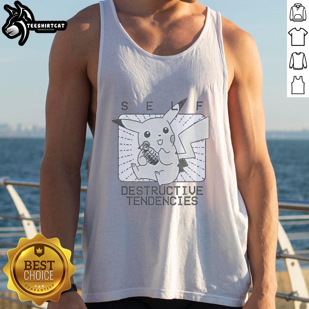 funny-pikachu-self-destructive-tendencies-tank-top Funny Pikachu self-destructive tendencies tank top design featuring a humorous Pikachu illustration and vibrant colors.