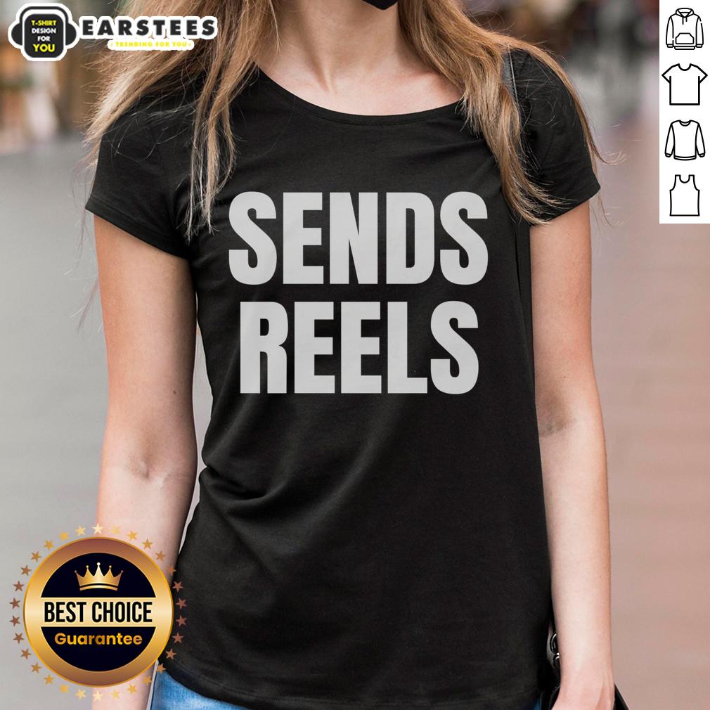 funny-sends-reels-ladies-tee Funny Sends Reels Ladies Tee featuring a humorous graphic design, perfect for casual wear and showcasing personality.