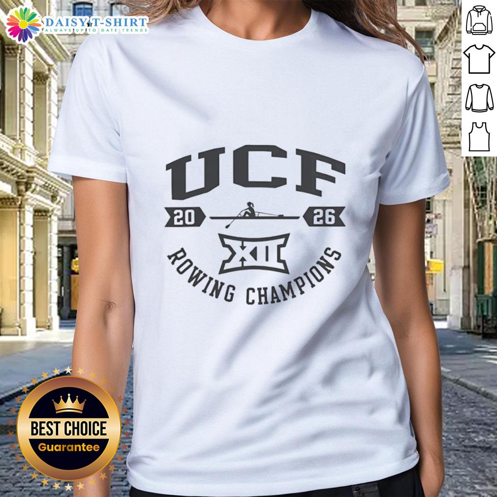 Funny Ucf Knights White Summit Sportswear Big 12 2026 Rowing Champions Ladies-Tee Funny UCF Knights white tee celebrating Big 12 2026 Rowing Champions for ladies, perfect for sportswear enthusiasts.