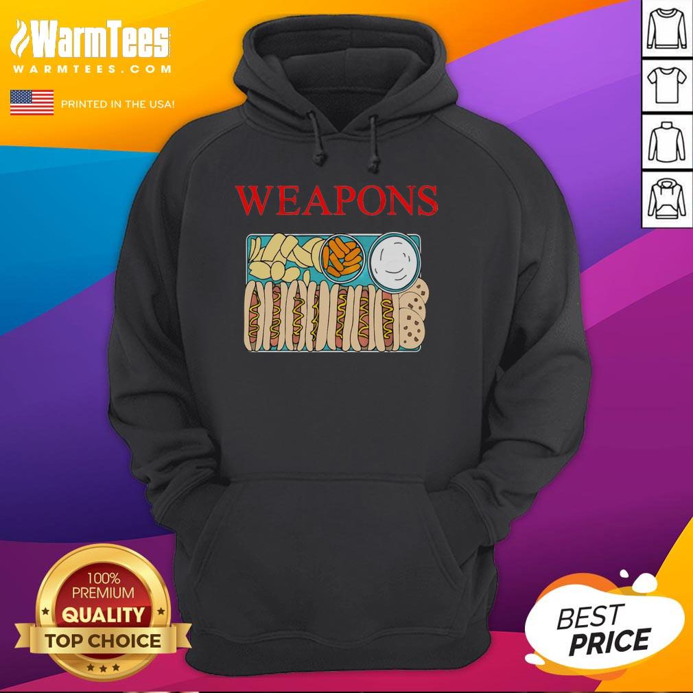 funny-weapons-fast-foods-hot-dog-cookies-chips-hoodie Funny weapons and fast foods hoodie featuring hot dog, cookies, and chips design for food lovers and humor fans.