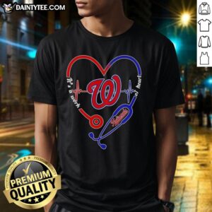Awesome Washington Nationals Stethoscope Heartbeat T-Shirt showcasing team spirit and love for baseball.