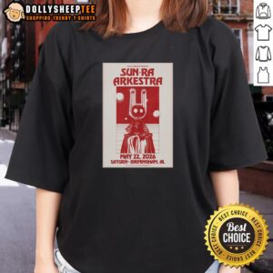 Official Sun Ra Arkestra Birmingham May 22, 2026 poster design on a ladies tee, showcasing vibrant artistic elements.