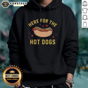 Cozy Good-Here-For-The-Hot-Dogs-Hoodie featuring a playful hot dog graphic, perfect for food lovers and casual wear.