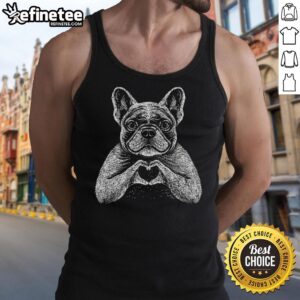 Pretty French Bulldog Heart Amour Tank Top featuring a cute bulldog graphic and trendy design for dog lovers.